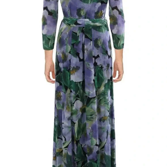 blue flower maxi dress Light Blue Floral Dress- Lace-Up Maxi Dress- Strapless Floral Cocktail Dress Medium